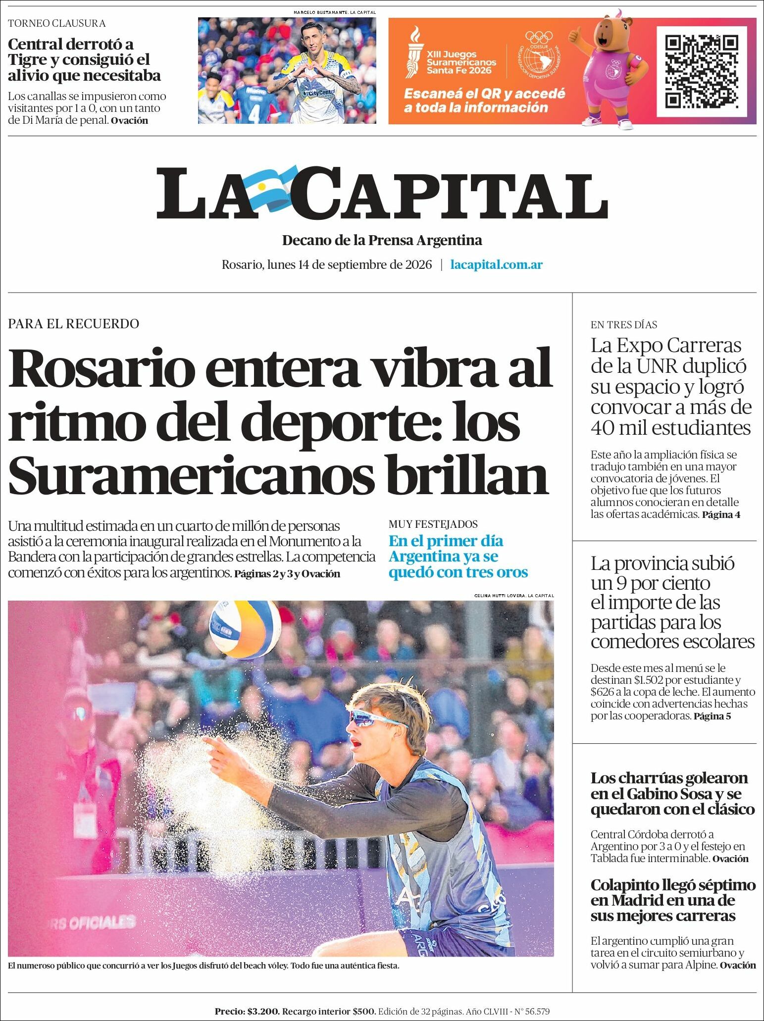 Media Panel - Developments and Systems | AZUL FM RADIO - Tapa del diario La Capital Rosario