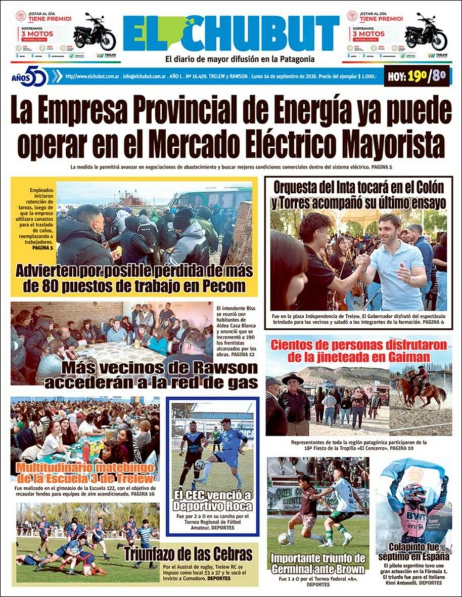 Media Panel - Developments and Systems | AZUL FM RADIO - Tapa del diario El Chubut
