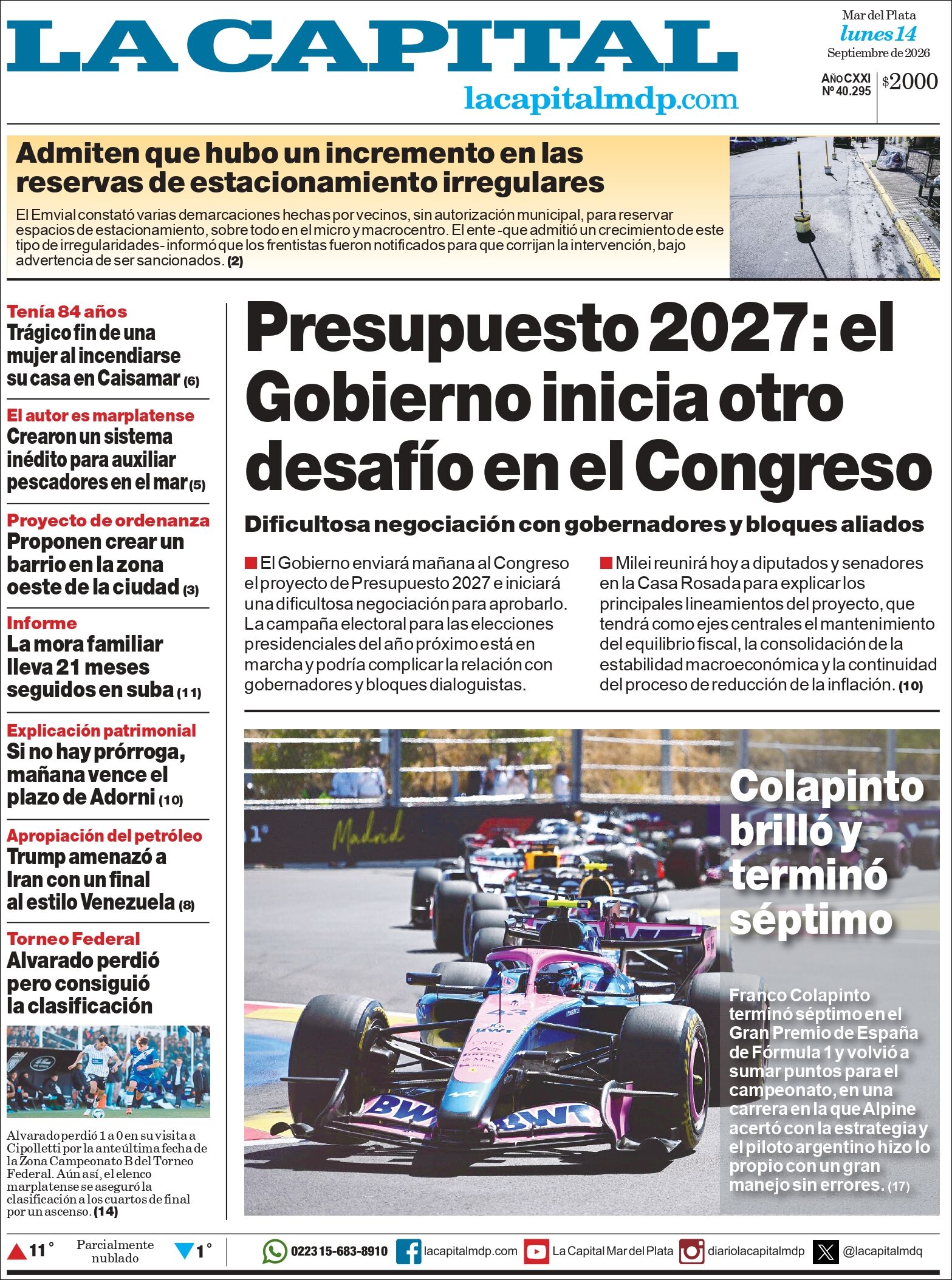 Media Panel - Developments and Systems | AZUL FM RADIO - Tapa del diario La Capital
