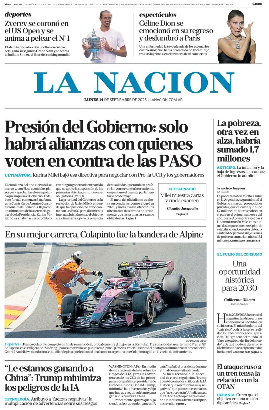 Media Panel - Developments and Systems | AZUL FM RADIO - Tapa del diario La Nación